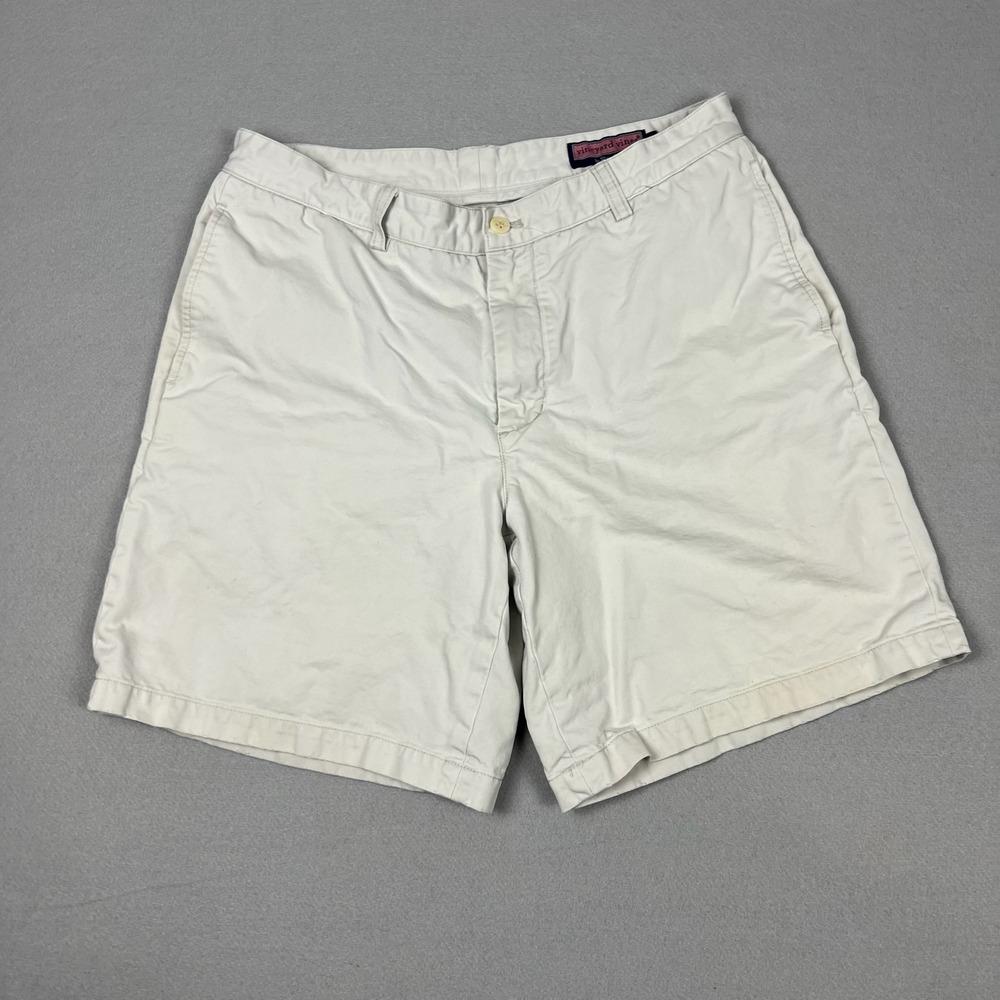 Vineyard Vines Men's 34 Casual Twill Cotton Chino Shorts White Ivory Preppy Golf